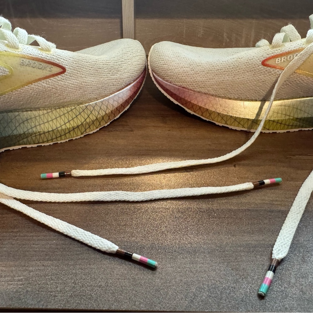 Brooks Levitate White with Rainbow Accents - Picture 4 of 13